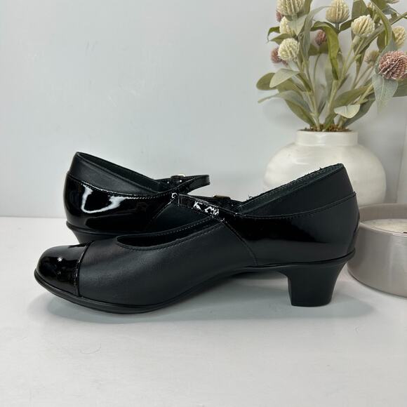 SAS Isabel Mary Jane Heels Black Leather Buckle Shoes 25126472 Women's 8.5W NWOB - Picture 6 of 10